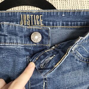 Justice Jeans‎ Girls Size 12 Blue Distressed Slim Fit Stretch Denim Cuffed Pants